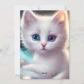 Fantasie pluizig witte kat feestdagenkaart (Achterkant)