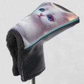 Fantasie pluizig witte kat golfheadcover (3/4 voorkant)