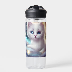 Fantasie pluizig witte kat waterfles