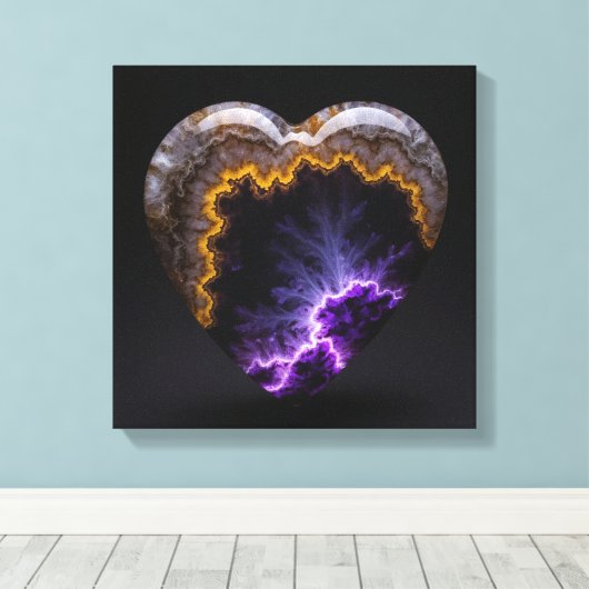 Fantasie Plume Agaat Hart Canvas Print (Insitu (Houten vloer))