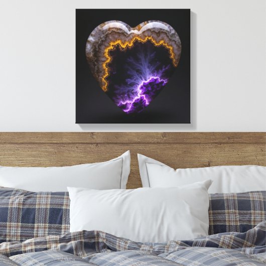 Fantasie Plume Agaat Hart Canvas Print (Insitu (Slaapkamer))