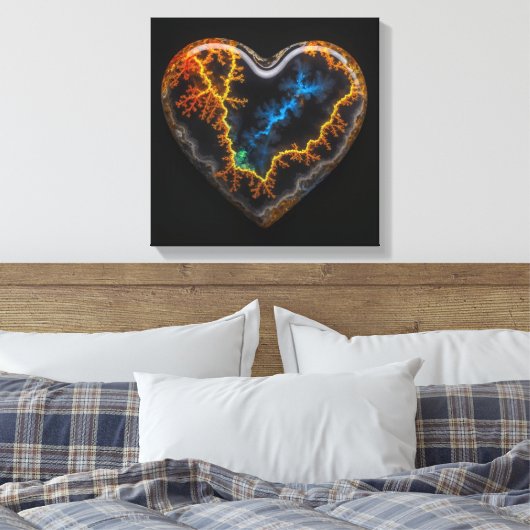 Fantasie Plume Agaat Hart Canvas Print (Insitu (Slaapkamer))