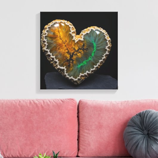 Fantasie Plume Agaat Hart Canvas Print (Insitu (Woonkamer))