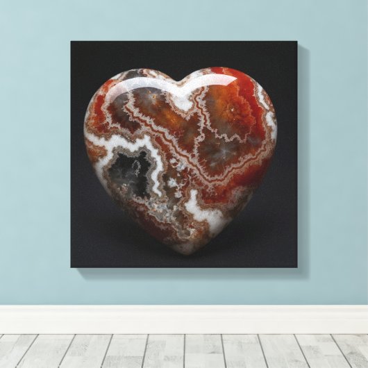 Fantasie Plume Agaat Hart Canvas Print (Insitu (Houten vloer))