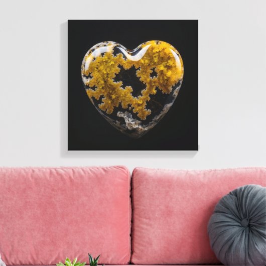 Fantasie Plume Agaat Hart Canvas Print (Insitu (Woonkamer))