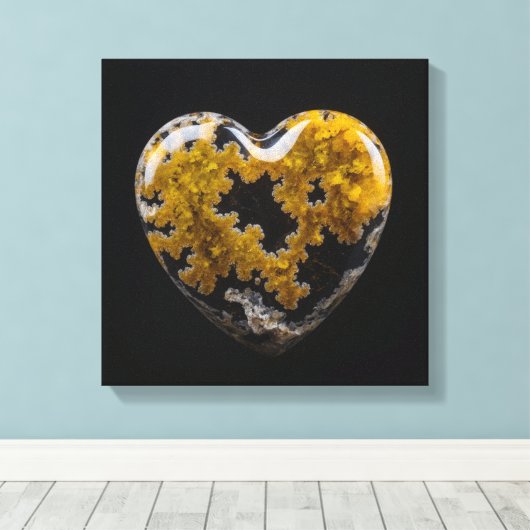 Fantasie Plume Agaat Hart Canvas Print (Insitu (Houten vloer))