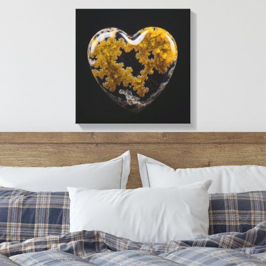 Fantasie Plume Agaat Hart Canvas Print (Insitu (Slaapkamer))