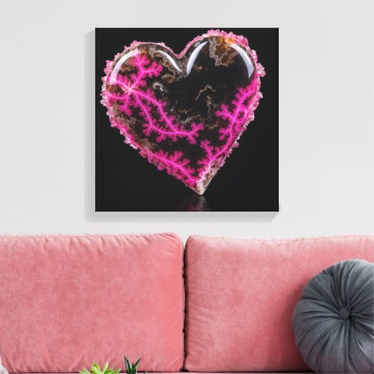 Fantasie Plume Agaat Hart Canvas Print (Insitu (Woonkamer))