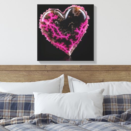 Fantasie Plume Agaat Hart Canvas Print (Insitu (Slaapkamer))