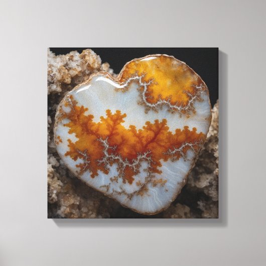 Fantasie Plume Agaat Hart Canvas Print (Voorkant)