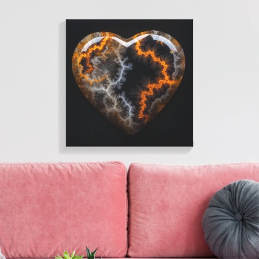 Fantasie Plume Agaat Hart Canvas Print (Insitu (Woonkamer))