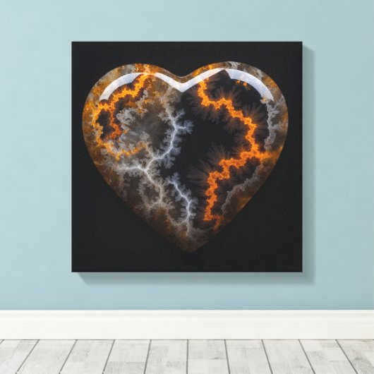 Fantasie Plume Agaat Hart Canvas Print (Insitu (Houten vloer))