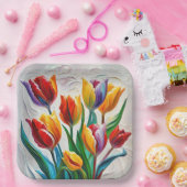 Fantasie Regenboog Tulp Boeket Papieren Bordje (Feest)