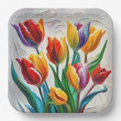 Fantasie Regenboog Tulp Boeket Papieren Bordje (Voorkant)