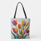 Fantasie Regenboog Tulp Boeket Tote Bag (Achterkant)