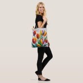 Fantasie Regenboog Tulp Boeket Tote Bag (Op model)