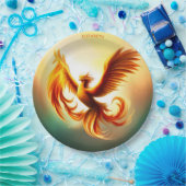 Fantasie Rising Golden Phoenix Art Deco Stijl Papieren Bordje (Feest)