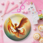 Fantasie Rising Golden Phoenix Art Deco Stijl Papieren Bordje (Feest)