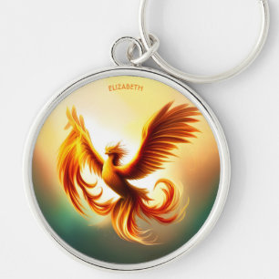 Fantasie Rising Golden Phoenix Art Deco Stijl Sleutelhanger