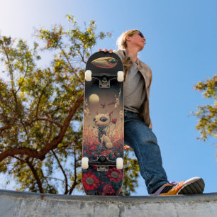 Fantasie robot kat skateboard