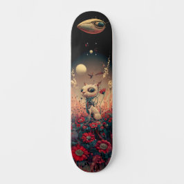 Fantasie robot kat skateboard