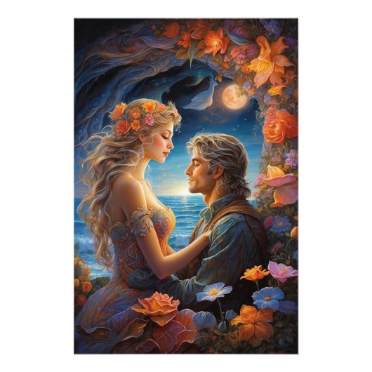 *~* Fantasie Romantische Maan AP51 Paar Foto Afdruk (Voorkant)