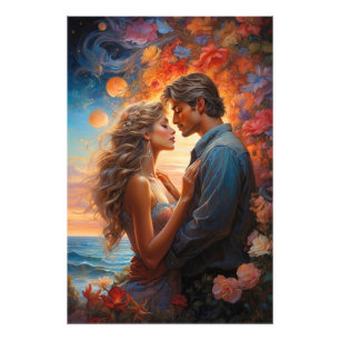 *~* Fantasie Romantische Volle Maan AP51 Zonsonder Foto Afdruk