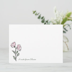 Fantasie Roze Bloemige Persoonlijke Briefpapier Bedankkaart