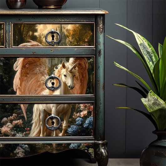 Fantasie Roze en Blauw bos Eenhoorn Decoupage Tissuepapier