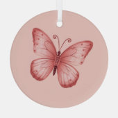 Fantasie Roze Vlinder Glas Ornament (Achterkant)