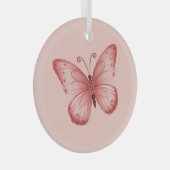 Fantasie Roze Vlinder Glas Ornament (Voorkant Rechts)