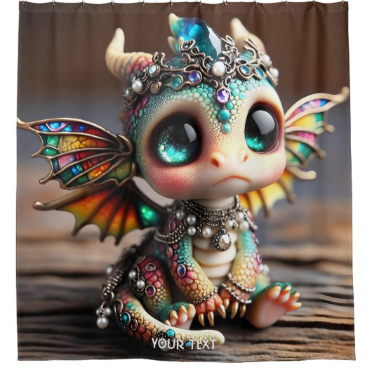 Fantasie Schattige Baby Dragon Glass Douchegordijn (Voorkant)