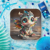 Fantasie Schattige Baby Dragon Glass Papieren Bordje (Feest)