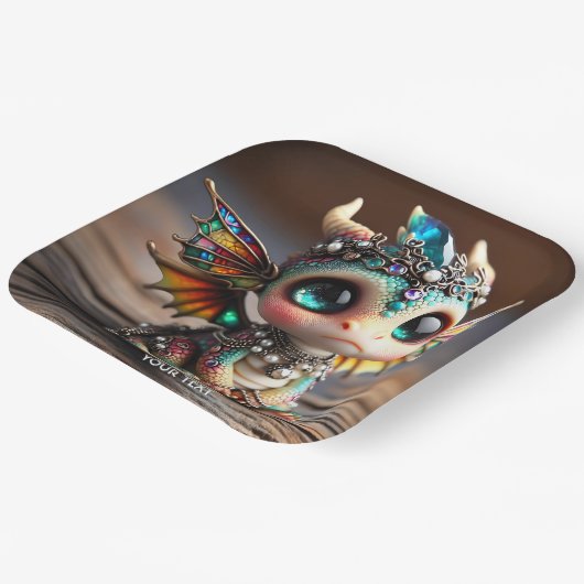 Fantasie Schattige Baby Dragon Glass Papieren Bordje (Gebogen)