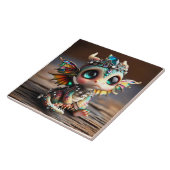 Fantasie Schattige Baby Dragon Glass Tegeltje (Zijkant)