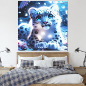 Fantasie Schattige Baby Snow Leopard Canvas Afdruk (Insitu (Slaapkamer))