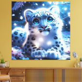 Fantasie Schattige Baby Snow Leopard Canvas Afdruk (Insitu (Woonkamer))