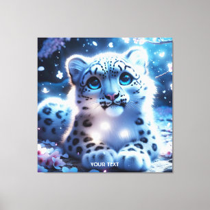 Fantasie Schattige Baby Snow Leopard Canvas Afdruk