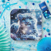 Fantasie Schattige Baby Snow Leopard Papieren Bordje (Feest)