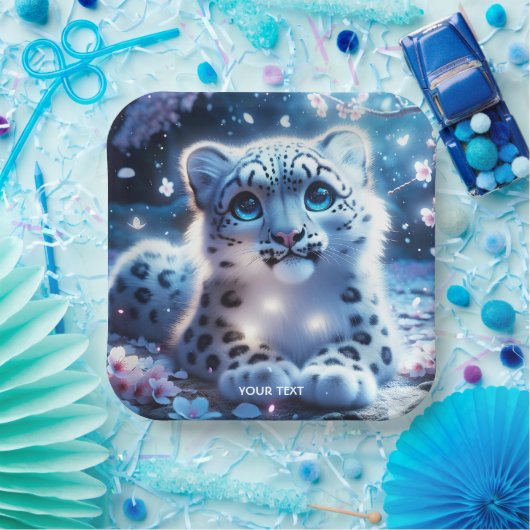 Fantasie Schattige Baby Snow Leopard Papieren Bordje (Feest)