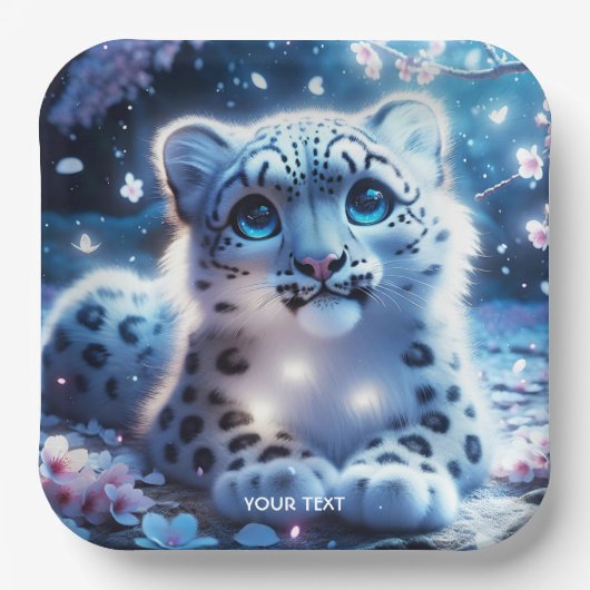 Fantasie Schattige Baby Snow Leopard Papieren Bordje (Voorkant)