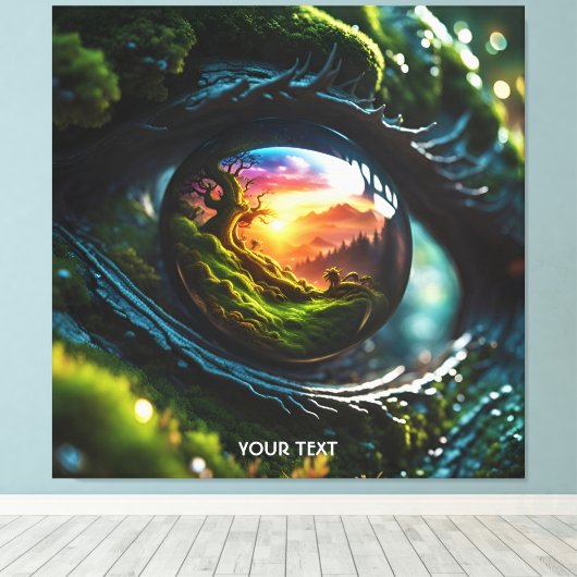 Fantasie Schattige Dragon Landscape Eye Canvas Afdruk (Insitu (Houten vloer))