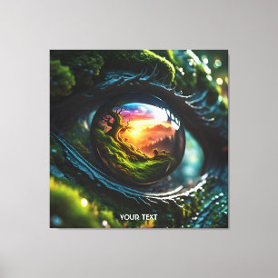 Fantasie Schattige Dragon Landscape Eye Canvas Afdruk