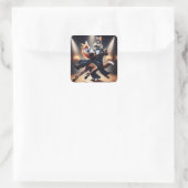 Fantasie Schattige Fox Konijn Tango Vierkante Sticker (Tas)
