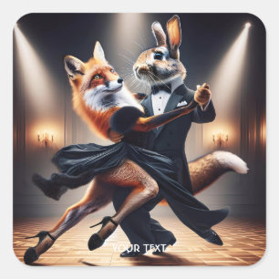 Fantasie Schattige Fox Konijn Tango Vierkante Sticker