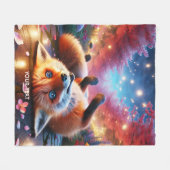Fantasie Schattige Fox Laying Sakura Fleece Deken (Voorkant (Horizontaal))