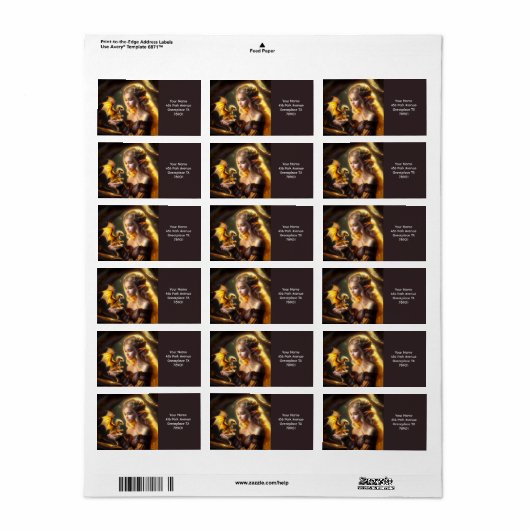 Fantasie Schattige geel Baby Dragon Etiket (Full Sheet)