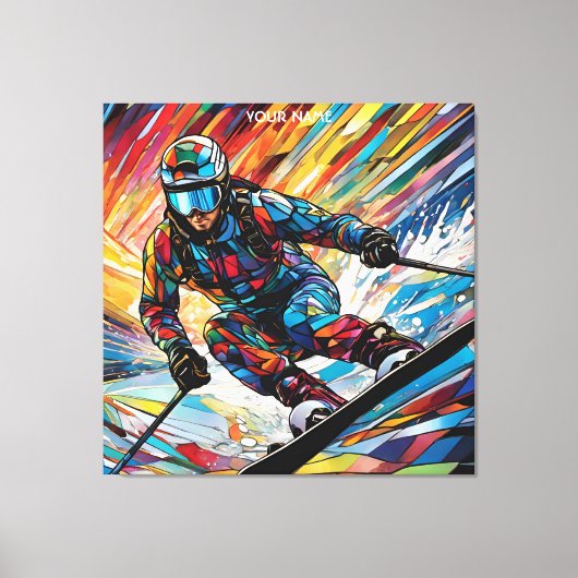 Fantasie Schattige Glas in lood Alpine Ski Canvas Afdruk (Voorkant)