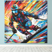 Fantasie Schattige Glas in lood Alpine Ski Canvas Afdruk (Insitu (Houten vloer))