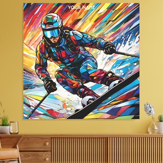 Fantasie Schattige Glas in lood Alpine Ski Canvas Afdruk (Insitu (Woonkamer))